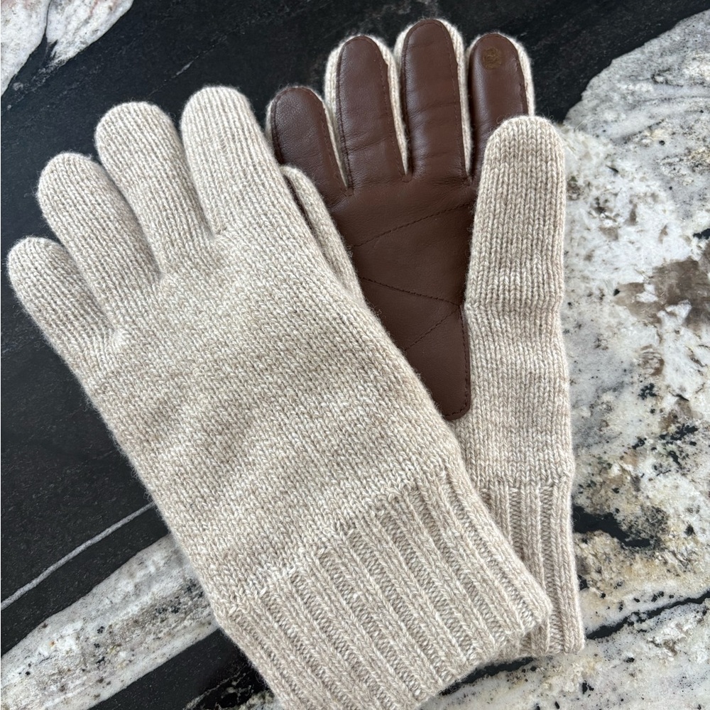 J. Crew Beige and Brown Knit Gloves